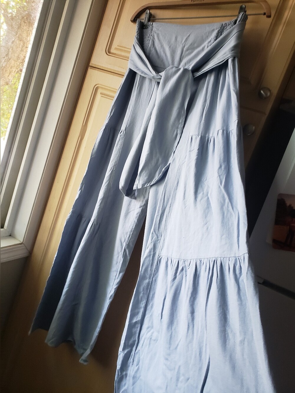 Rewash Light Blue Wide-Leg Tie-Waist Pants